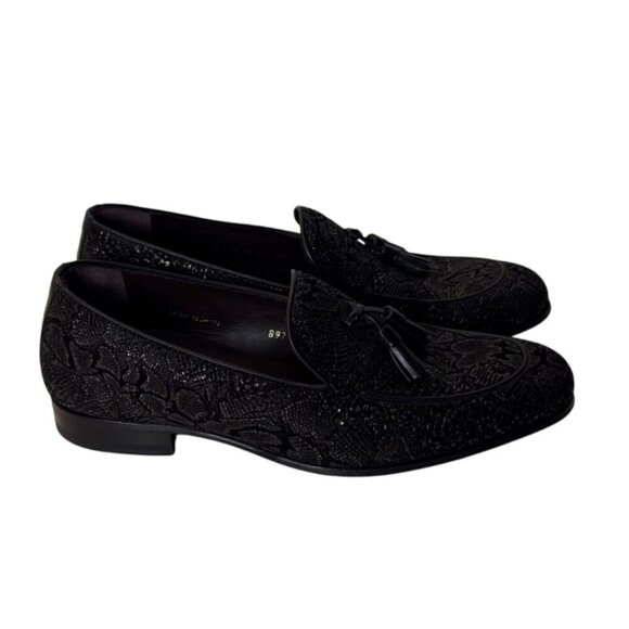 Mens Mezlan Black Embossed Leather Tassel Loafers Slip-On Dress Shoes Size 7M El main image 5